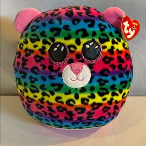 NWT Ty The Squish-a-Boos collection Dotty the rainbow leopard stuffed animal toy